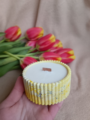 Candle in Plaster Containers "Yellow case"