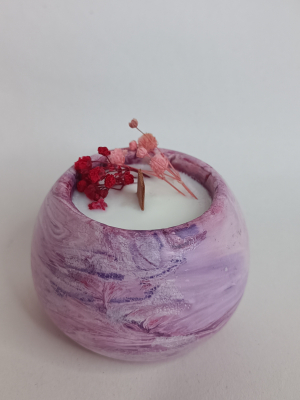 Candle in Plaster Containers purple "Round"